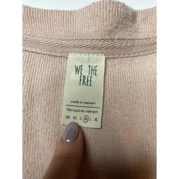 We The Free Call Me Cardigan Long Sleeve Button Front Shirt Pink Ribbed Size M - Picture 3 of 7